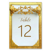 Numéro de table de mariage baroque en or élégant (Dos)