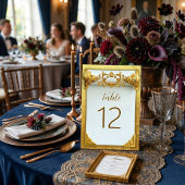Numéro de table de mariage baroque en or élégant