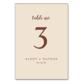 Numéro de table de mariage beige boho (Dos)