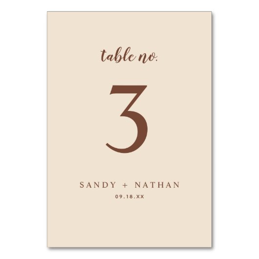 Numéro de table de mariage beige boho (Par défaut)