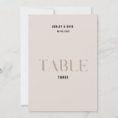 Numéro de table de mariage beige gras Table 3 (Dos)