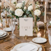 Numéro de table de mariage beige gras Table 3