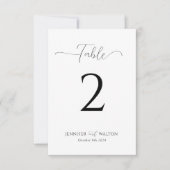 Numéro de table de mariage blanc élégant simple (Devant)