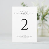 Numéro de table de mariage blanc élégant simple (Debout devant)