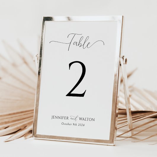 Numéro de table de mariage blanc élégant simple