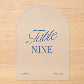 Numéro de table de mariage bleu acrylique moderne (Recto)