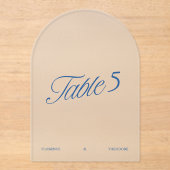 Numéro de table de mariage bleu acrylique moderne (Recto)