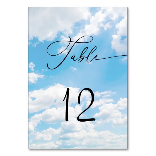 Numéro de table de mariage Bleu Cloud Nine (Dos)