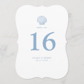 Numéro de table de mariage bleu côtier découpé (Devant)