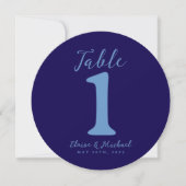 Numéro de table de mariage bleu côtier simple (Devant)