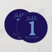 Numéro de table de mariage bleu côtier simple (Devant / Derrière)