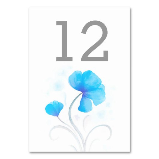 Numéro de table de mariage bleu fleur sauvage aqua (Dos)