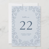Numéro de table de mariage bleu floral (Dos)