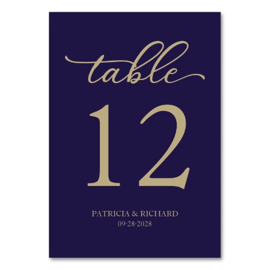 Numéro de table de mariage bleu marine or écriture (Par défaut)