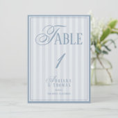 Numéro de table de mariage bleu pastel d'autrefois (Debout devant)