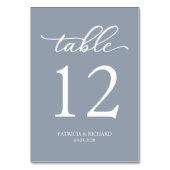Numéro de table de mariage bleu poussiéreux écritu (Dos)
