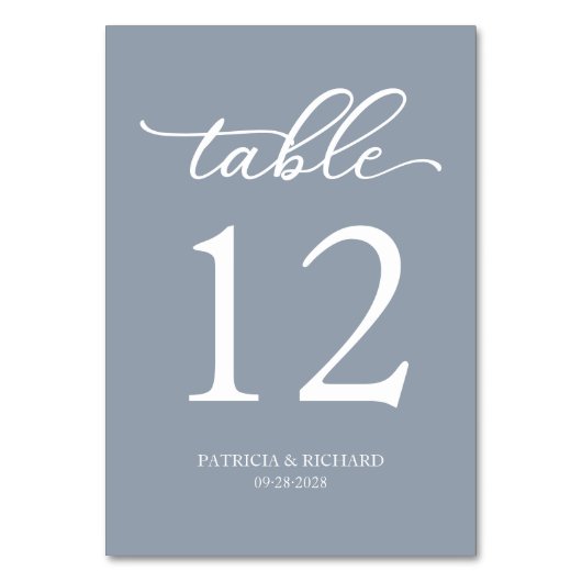 Numéro de table de mariage bleu poussiéreux écritu (Par défaut)