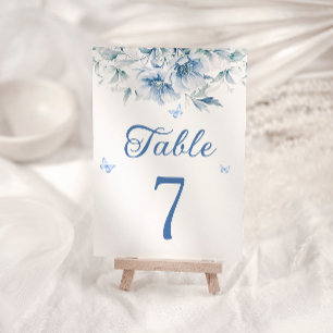 Numéro de Table de Mariage Bleu Poussiéreux Élégan
