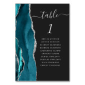 Numéro de table de mariage bleu sarcelle argenté A (Dos)