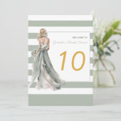 Numéro de table de mariage blond rayures vert saug (Debout devant)
