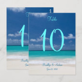 Numéro de table de mariage Blue Beach (Devant / Derrière)