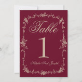 Numéro de table de mariage bordeaux beige floral f (Devant)