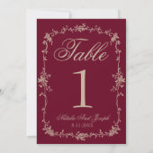 Numéro de table de mariage bordeaux beige floral f (Dos)