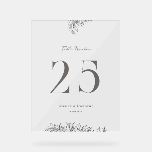 Numéro de table de mariage botanique 8 x 10 (Recto)