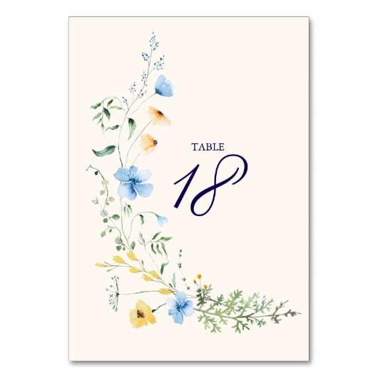 Numéro de table de mariage botanique bleu et jaune (Par défaut)