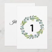 Numéro de table de mariage botanique couronne (Devant / Derrière)