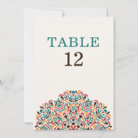 Numéro de table de mariage botanique ethnique boho