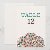 Numéro de table de mariage botanique ethnique boho (Devant / Derrière)