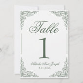 Numéro de table de mariage botanique floral vert b (Devant)