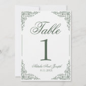 Numéro de table de mariage botanique floral vert b (Dos)