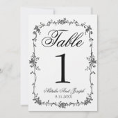Numéro de table de mariage botanique noir blanc fl (Devant)