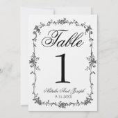 Numéro de table de mariage botanique noir blanc fl (Dos)