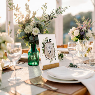 Numéro de table de mariage botanique rustique élég