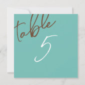 Numéro de table de Mariage Brown vert à la menthe (Dos)