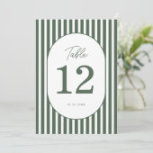 Numéro de table de mariage cabane prépa rayé vert (Debout devant)
