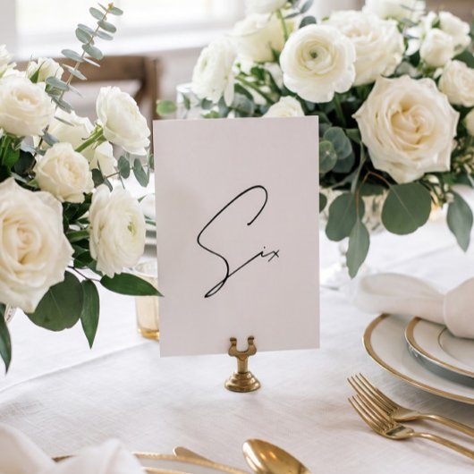 Numéro de table de mariage calligraphique élégant