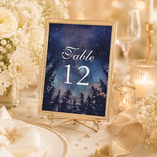 Numéro de table de mariage céleste Forêt Nuit étoi