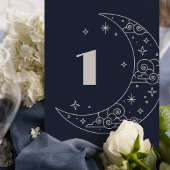 Numéro de table de mariage céleste Navy Moon & Sta