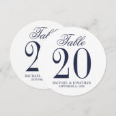 Numéro de table de mariage cercle bleu marine naut (Devant / Derrière)