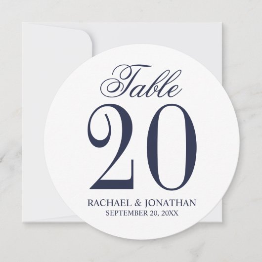 Numéro de table de mariage cercle bleu marine naut (Devant)
