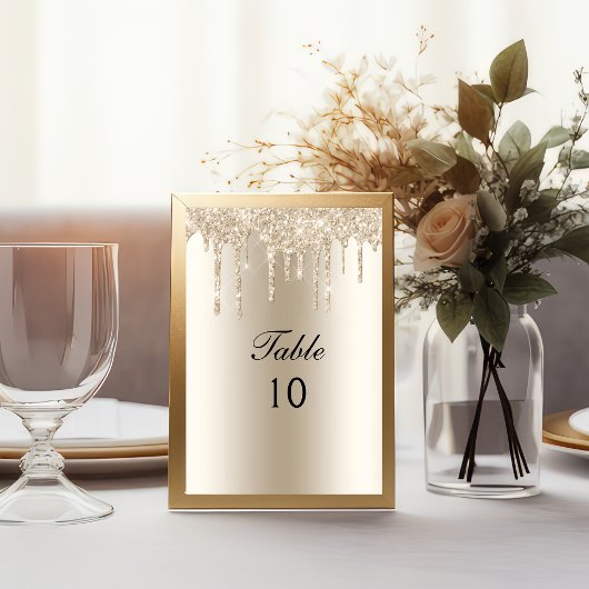 Numéro de table de mariage Champagne qui dégouline