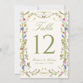 Numéro de table de mariage champêtre coloré (Devant)