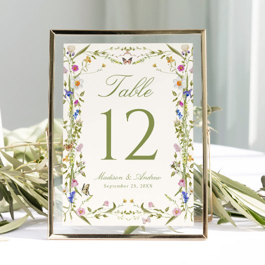 Numéro de table de mariage champêtre coloré