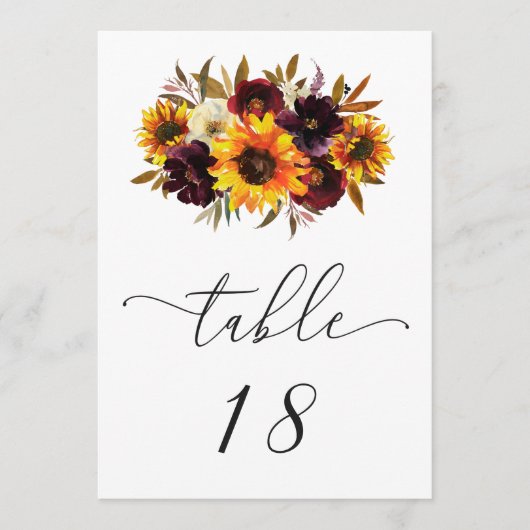 Numéro de table de mariage champêtre Roses et Tour (Devant)
