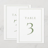 Numéro de table de mariage chaud moderne vert saug (Devant / Derrière)