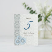 Numéro de table de mariage chic avec roses bleues  (Debout devant)